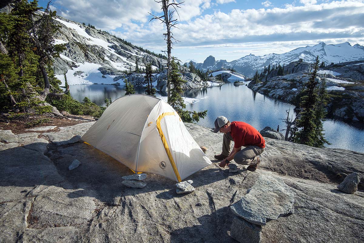 Tent on granite without footprint